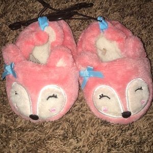 Pink fox slippers for little girls